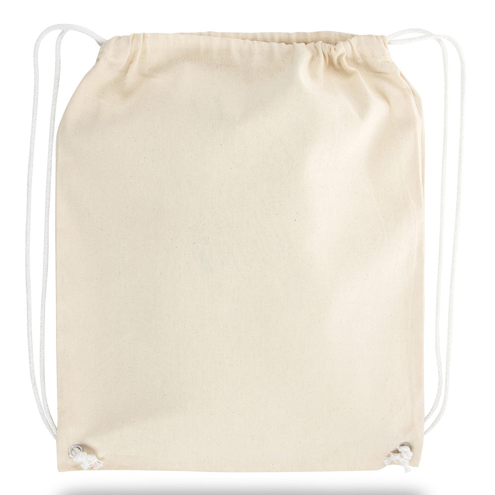 Large Cotton Canvas Drawstring Backpack (15'' W X 18'' H) 8 Oz-Backpack-Brand Your Tote-Natural-Brand Your Tote
