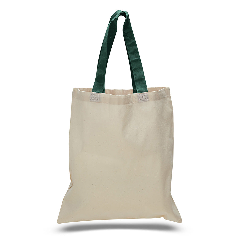 Large Cotton Canvas Economical Tote Bag (15'' W X 16'' H) 6 Oz-Tote Bag-Brand Your Tote-Natural-Forest Green-Brand Your Tote