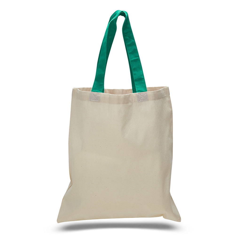 Large Cotton Canvas Economical Tote Bag (15'' W X 16'' H) 6 Oz-Tote Bag-Brand Your Tote-Natural-Kelly Green-Brand Your Tote
