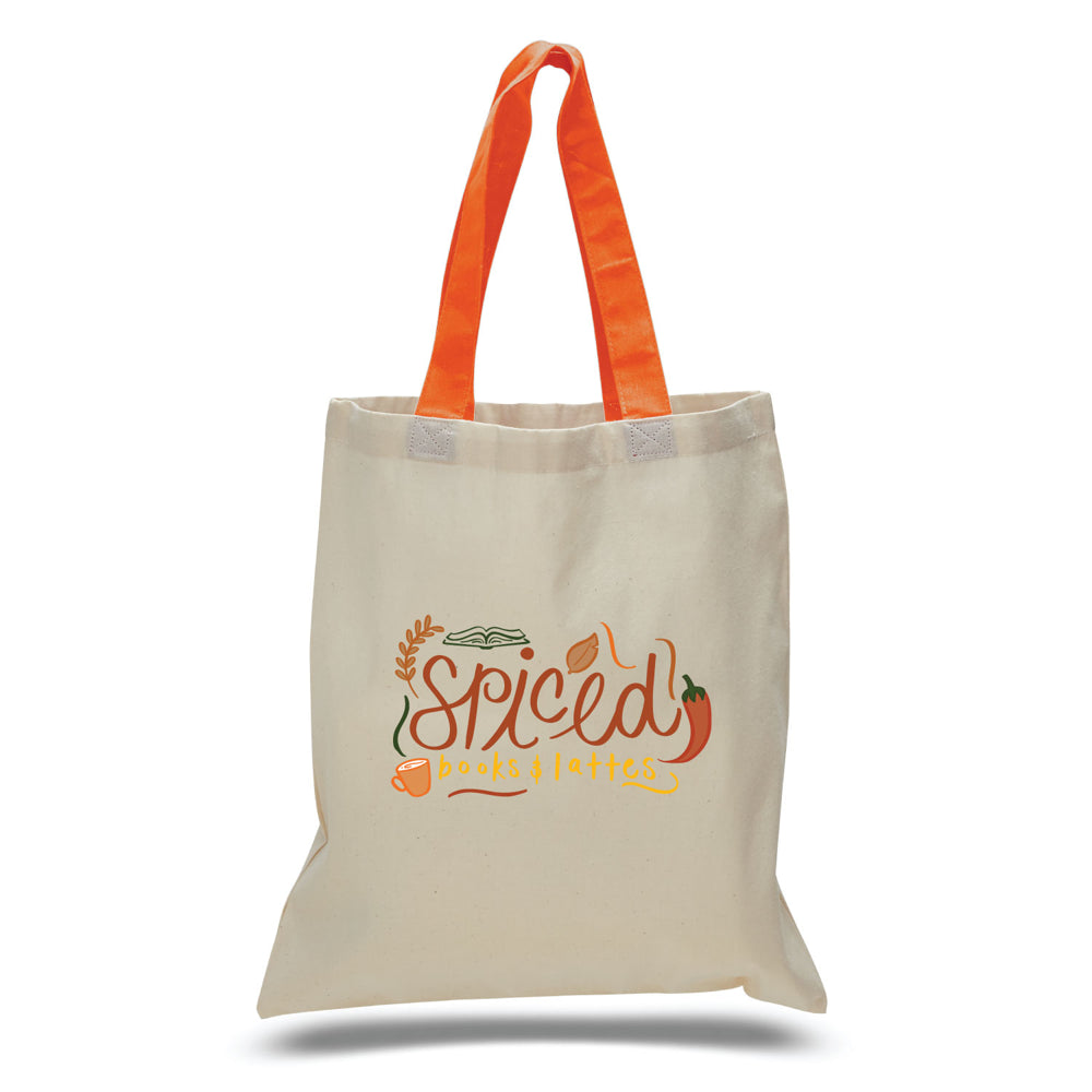 Large Cotton Canvas Economical Tote Bag (15'' W X 16'' H) 6 Oz-Tote Bag-Brand Your Tote-Natural-Orange-Brand Your Tote