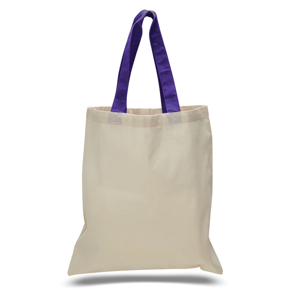 Large Cotton Canvas Economical Tote Bag (15'' W X 16'' H) 6 Oz-Tote Bag-Brand Your Tote-Natural-Purple-Brand Your Tote
