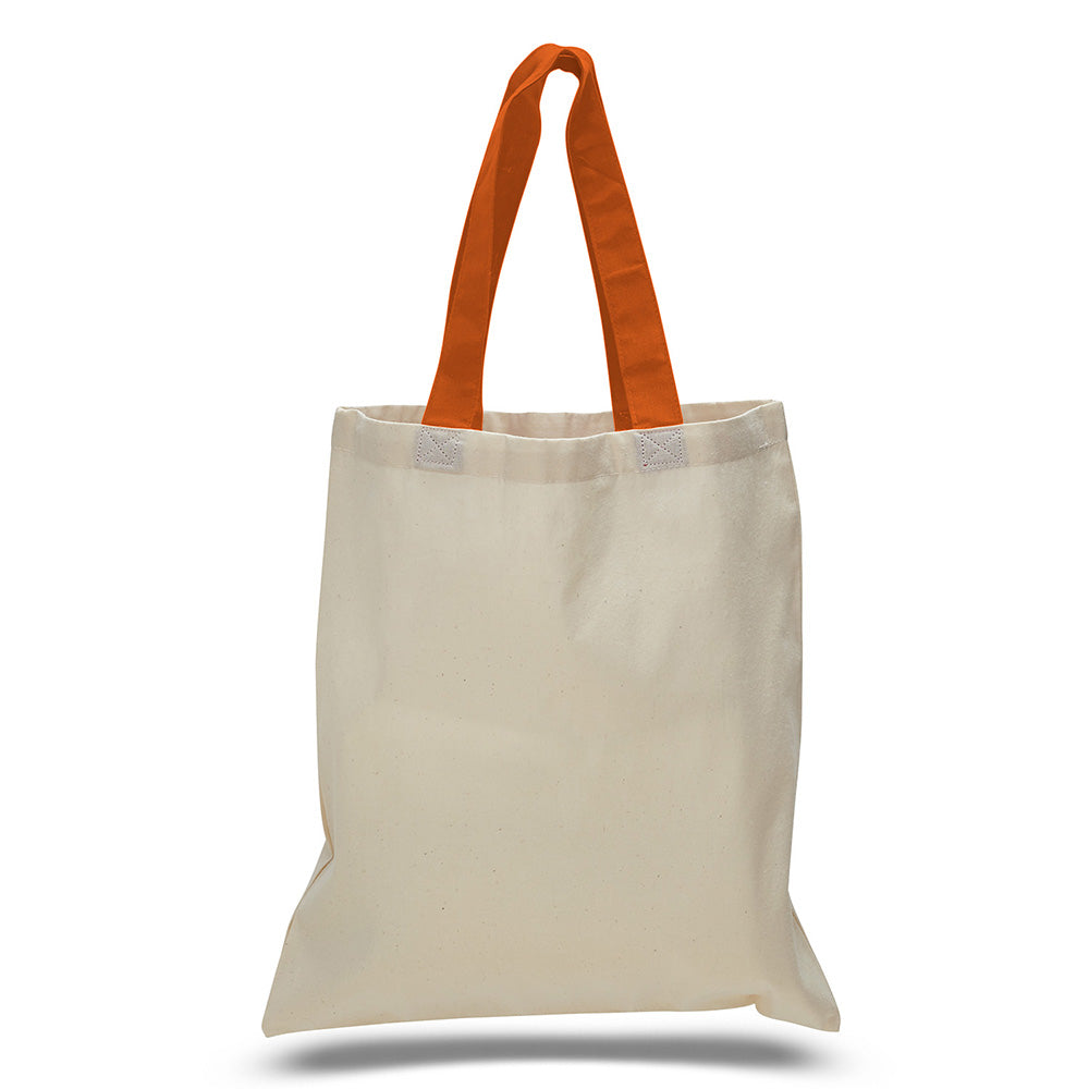 Large Cotton Canvas Economical Tote Bag (15'' W X 16'' H) 6 Oz-Tote Bag-Brand Your Tote-Natural-Texas Orange-Brand Your Tote