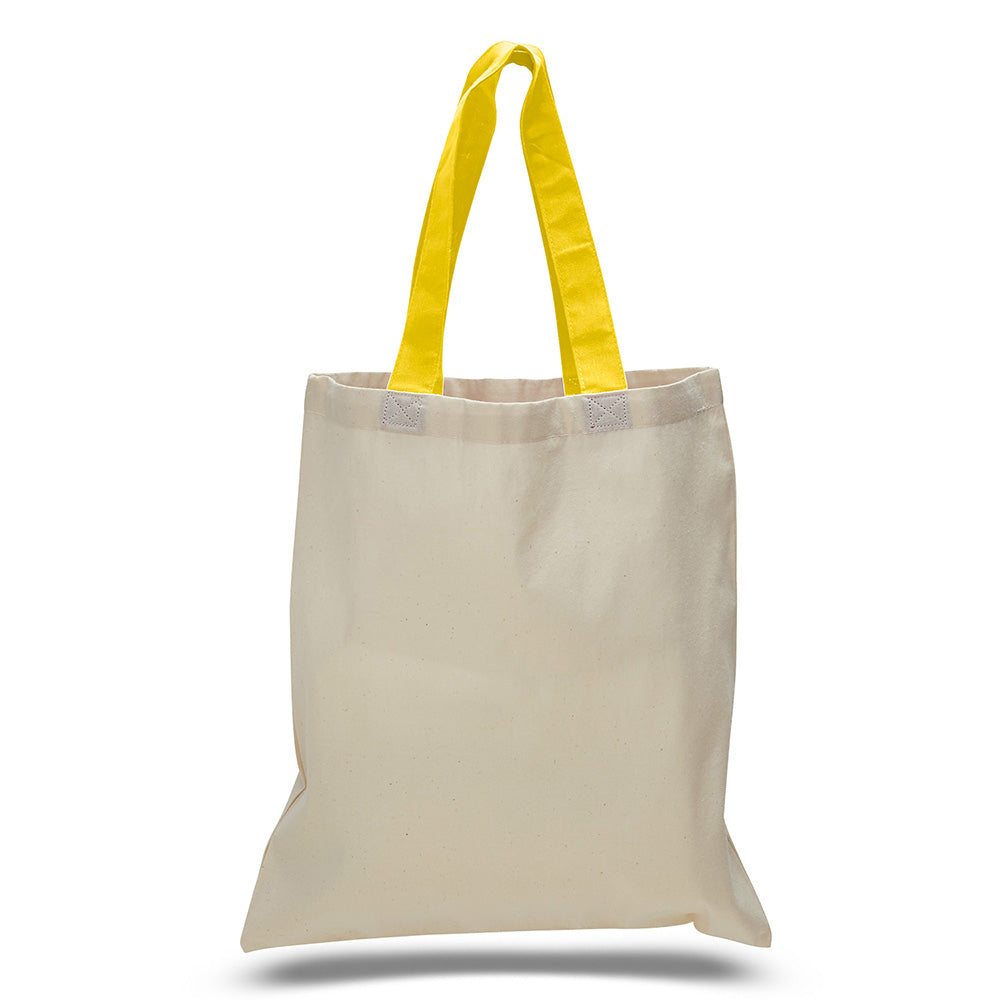 Large Cotton Canvas Economical Tote Bag (15'' W X 16'' H) 6 Oz-Tote Bag-Brand Your Tote-Natural-Yellow-Brand Your Tote