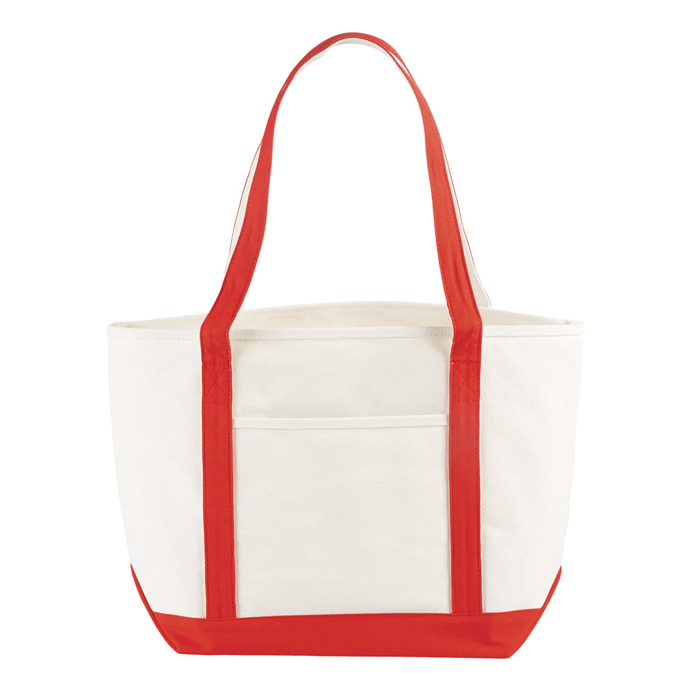 Large Cotton Canvas Nautical Bag (19.75'' W X 13.25'' H) 18 Oz-Bag-Brand Your Tote-Natural-Red-Brand Your Tote