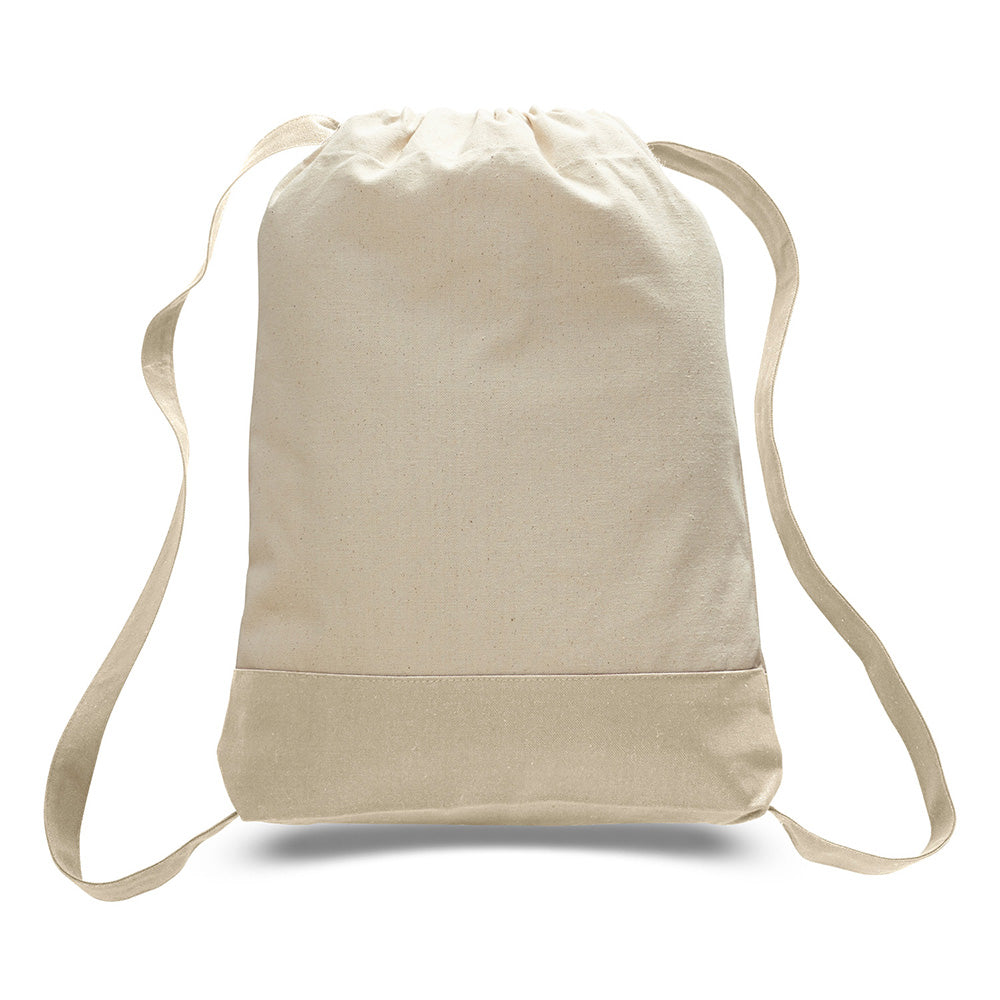 Large Cotton Canvas Sports Backpack (14'' W X 18'' H) 12 Oz-Backpack-Brand Your Tote-Natural-Natural-Brand Your Tote