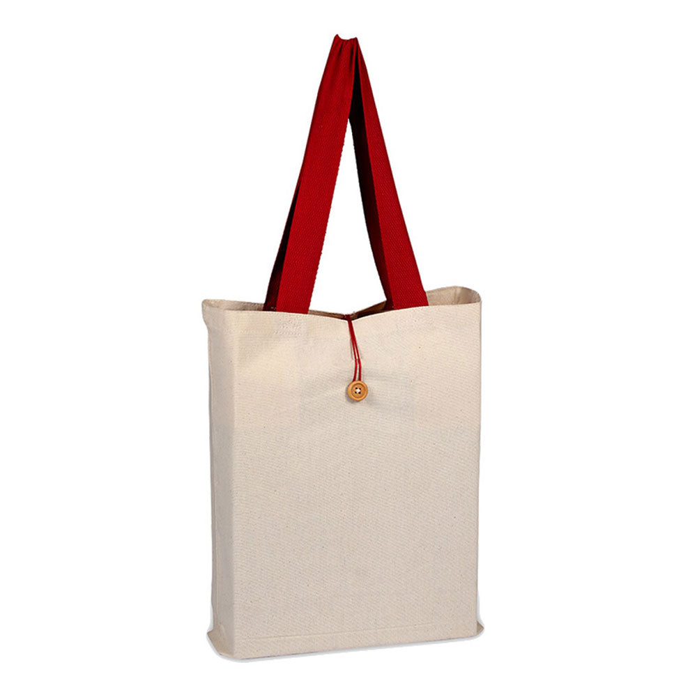 Large Cotton Canvas Tote Bag (15'' W X 16'' H) 12 Oz-Tote Bag-Brand Your Tote-Natural-Red-Brand Your Tote