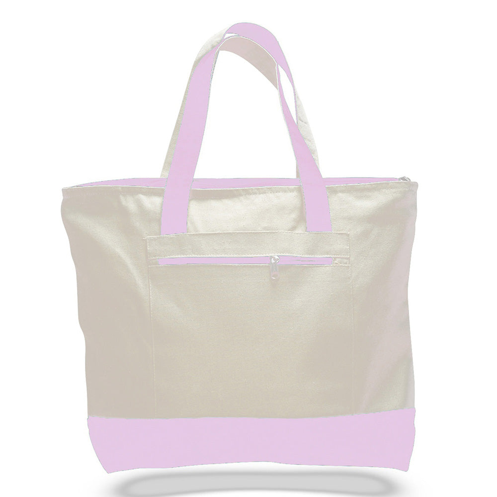 Large Cotton Canvas Tote Bag (18'' W X 14'' H) 12 Oz-Tote Bag-Brand Your Tote-Natural-Light Pink-Brand Your Tote