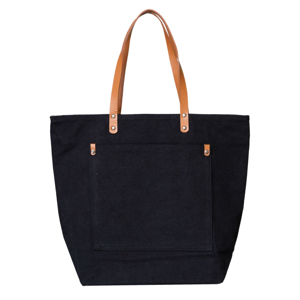 Large Dobby Cotton The Sands Tote Bag (17.32'' W X 13.77'' H) 14 Oz-Tote Bag-Brand Your Tote-Black-Brand Your Tote