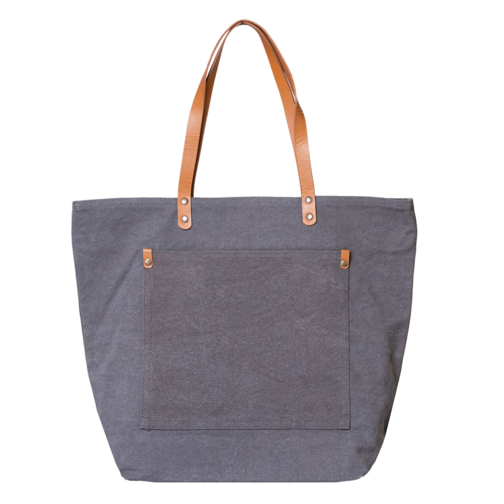 Large Dobby Cotton The Sands Tote Bag (17.32'' W X 13.77'' H) 14 Oz-Tote Bag-Brand Your Tote-Graphite-Brand Your Tote