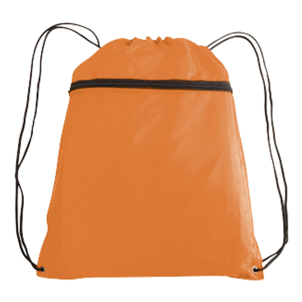 Large Polyester Drawstring Backpack (14'' W X 19'' H) 210D-Backpack-Brand Your Tote-Orange-Brand Your Tote