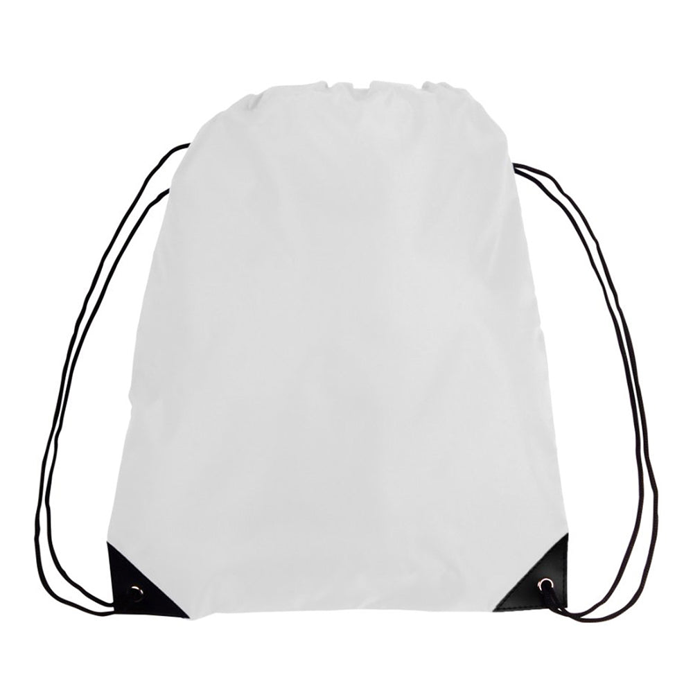 Large Polyester Economical Sports Bag (14'' W X 18'' H) 210D-Bag-Brand Your Tote-White-Brand Your Tote