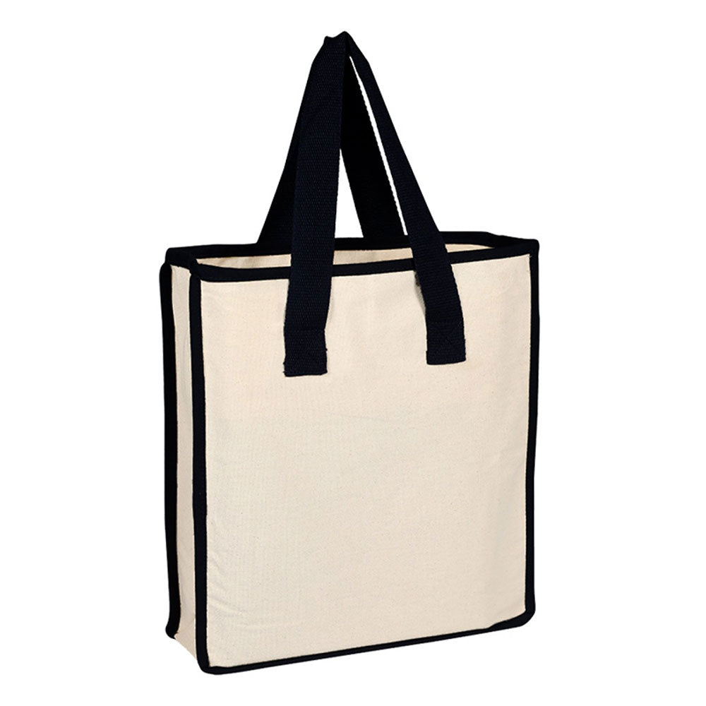 Medium Cotton Canvas Accent Color Bag (14'' W X 15'' H) 12 Oz-Bag-Brand Your Tote-Natural-Black-Brand Your Tote