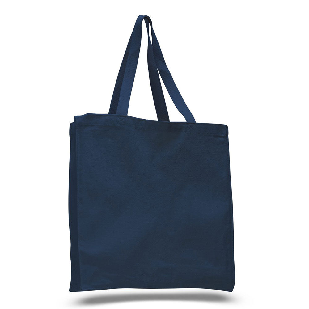 Medium Cotton Canvas Book Tote Bag (14'' W X 15'' H) 12 Oz-Tote Bag-Brand Your Tote-Navy Blue-Brand Your Tote