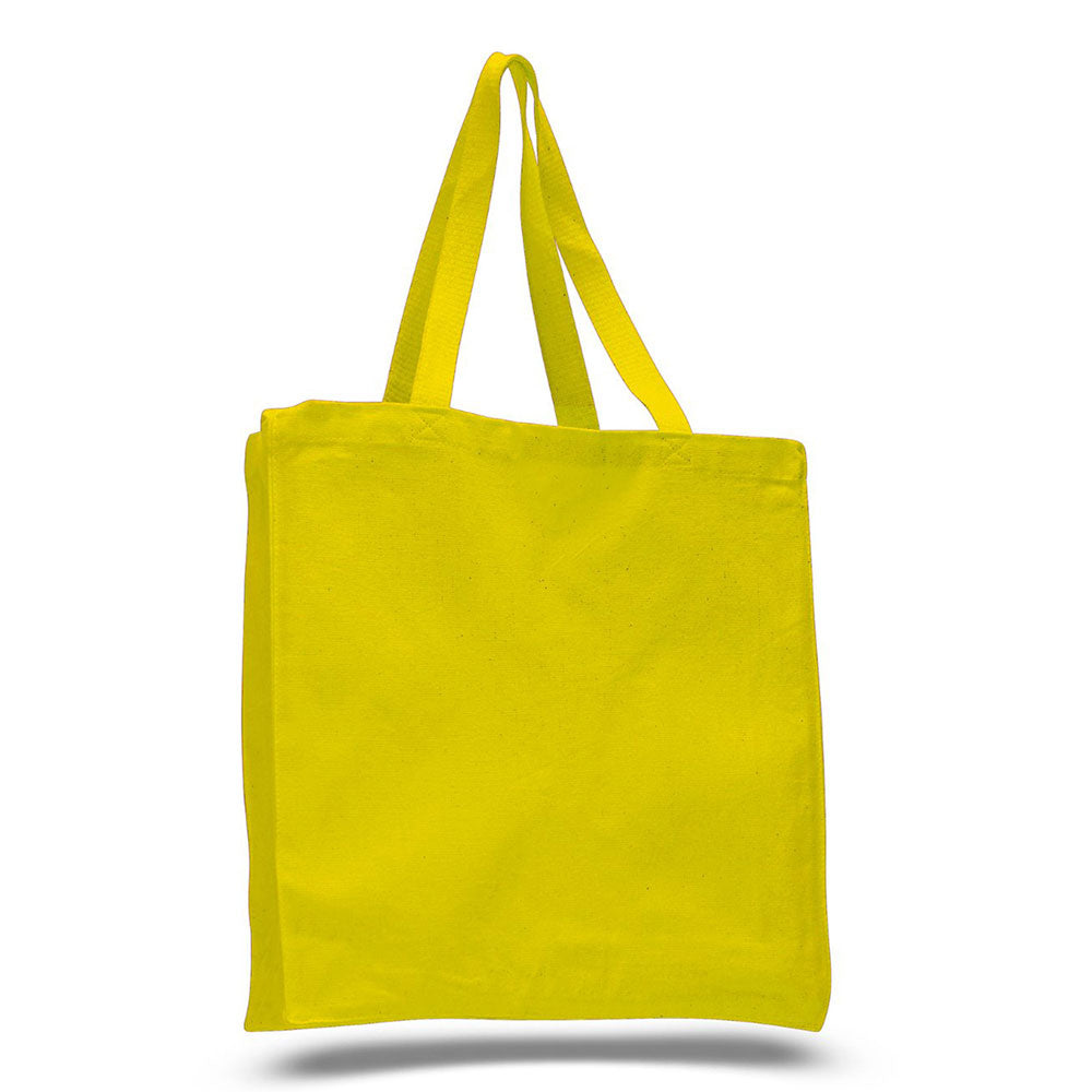 Medium Cotton Canvas Book Tote Bag (14'' W X 15'' H) 12 Oz-Tote Bag-Brand Your Tote-Yellow-Brand Your Tote