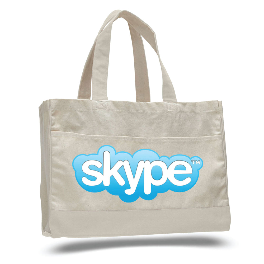 Medium Cotton Canvas Classy Tote Bag (17'' W X 13'' H) 12 Oz-Tote Bag-Brand Your Tote-Natural-Natural-Brand Your Tote