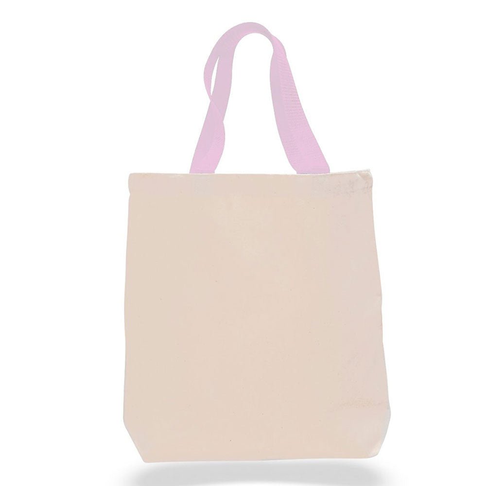 Medium Cotton Canvas Promo Tote Bag (15'' W X 15'' H) 12 Oz-Tote Bag-Brand Your Tote-Natural-Light Pink-Brand Your Tote