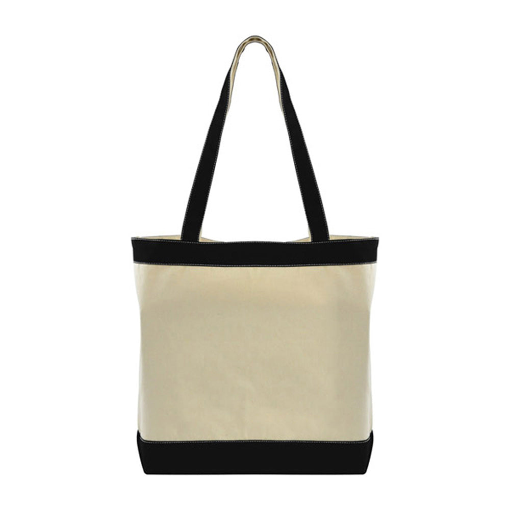 Medium Cotton Canvas Stylish Two-Tone Tote Bag (16'' W X 14.5'' H) 12 Oz-Tote Bag-Brand Your Tote-Natural-Black-Brand Your Tote
