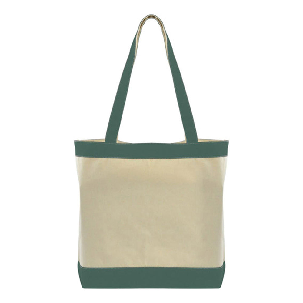 Medium Cotton Canvas Stylish Two-Tone Tote Bag (16'' W X 14.5'' H) 12 Oz-Tote Bag-Brand Your Tote-Natural-Green-Brand Your Tote