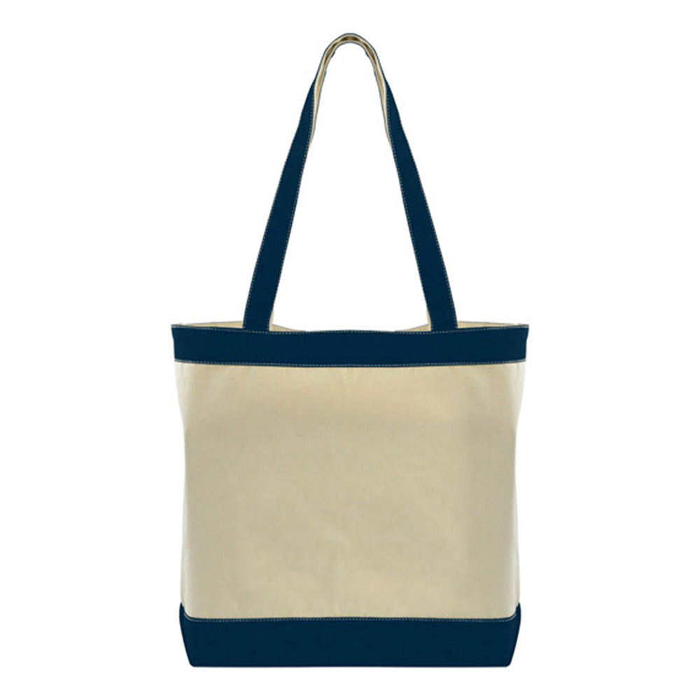 Medium Cotton Canvas Stylish Two-Tone Tote Bag (16'' W X 14.5'' H) 12 Oz-Tote Bag-Brand Your Tote-Natural-Navy Blue-Brand Your Tote