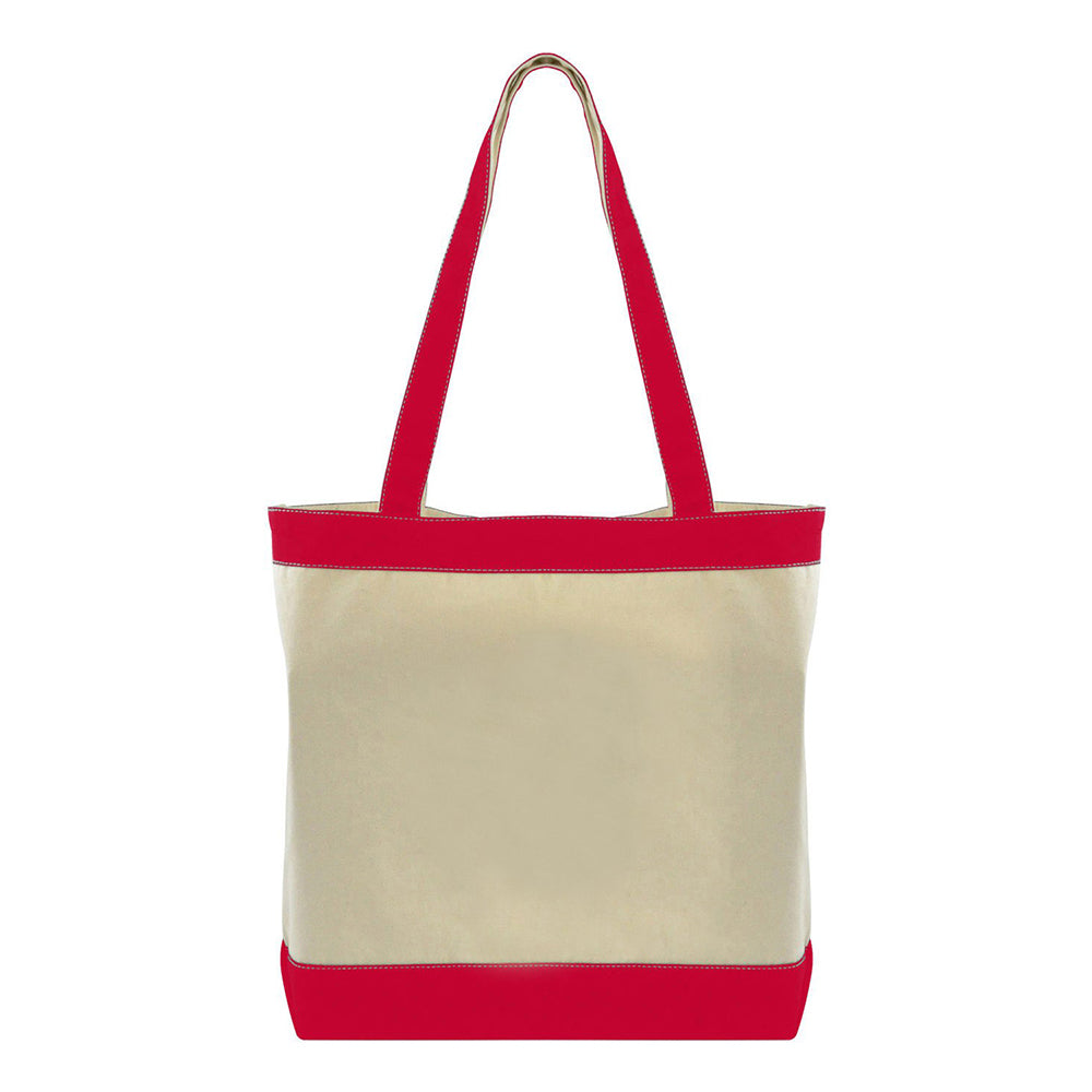 Medium Cotton Canvas Stylish Two-Tone Tote Bag (16'' W X 14.5'' H) 12 Oz-Tote Bag-Brand Your Tote-Natural-Red-Brand Your Tote