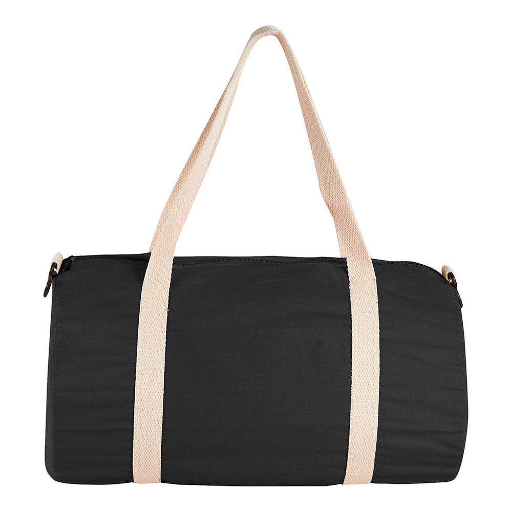 Medium Cotton Canvas The Overnight Duffel Bag (17.75'' W X 9.75'' H) 5 Oz-Duffel Bag-Brand Your Tote-Black-Brand Your Tote
