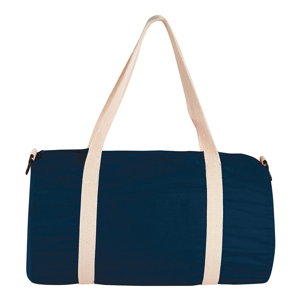 Medium Cotton Canvas The Overnight Duffel Bag (17.75'' W X 9.75'' H) 5 Oz-Duffel Bag-Brand Your Tote-Navy Blue-Brand Your Tote