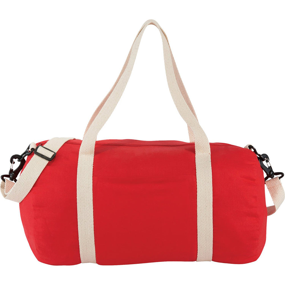 Medium Cotton Canvas The Overnight Duffel Bag (17.75'' W X 9.75'' H) 5 Oz-Duffel Bag-Brand Your Tote-Red-Brand Your Tote