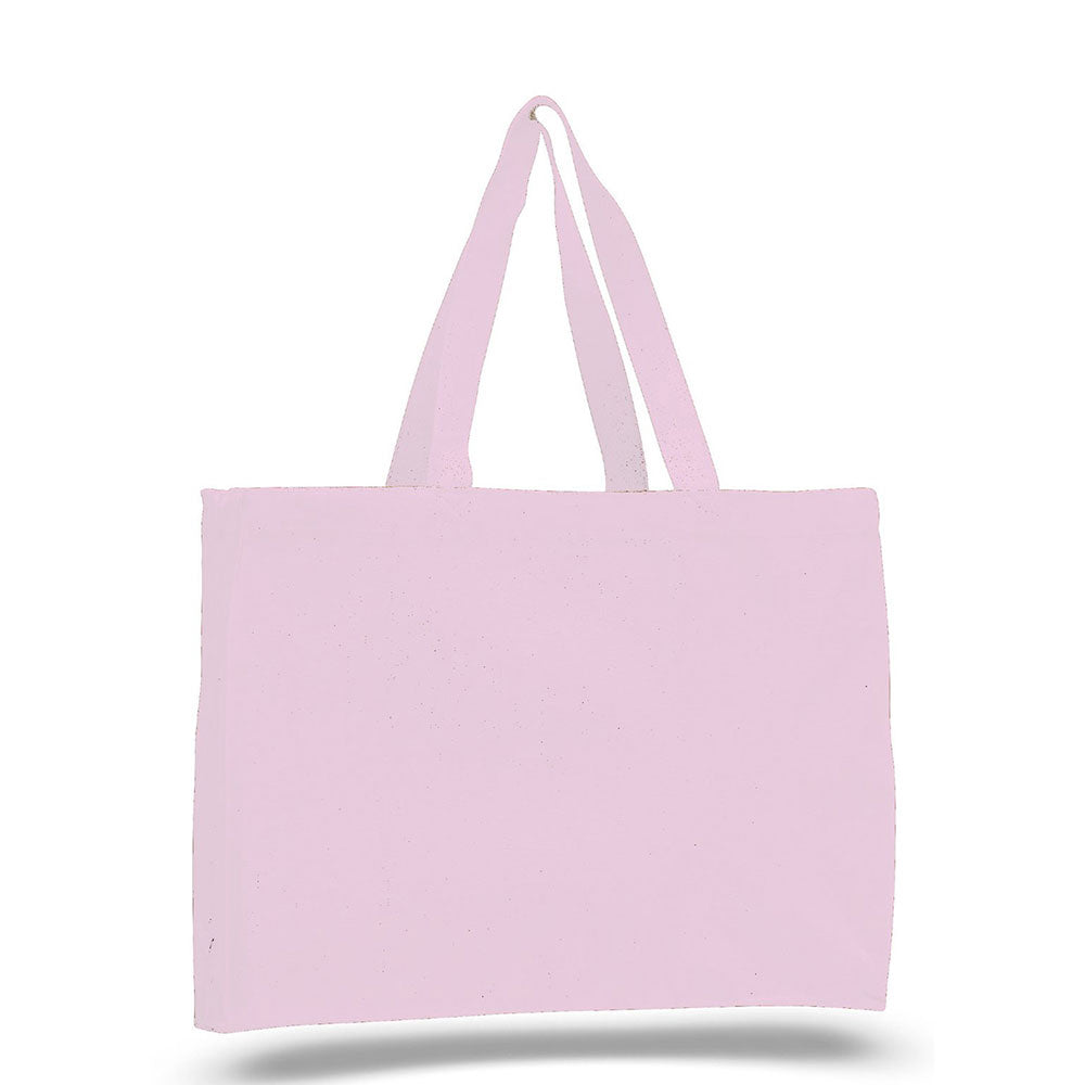 Medium Cotton Canvas Tote And Go Bag Tote Bag (15'' W X 12'' H) 12 Oz-Tote Bag-Brand Your Tote-Light Pink-Brand Your Tote