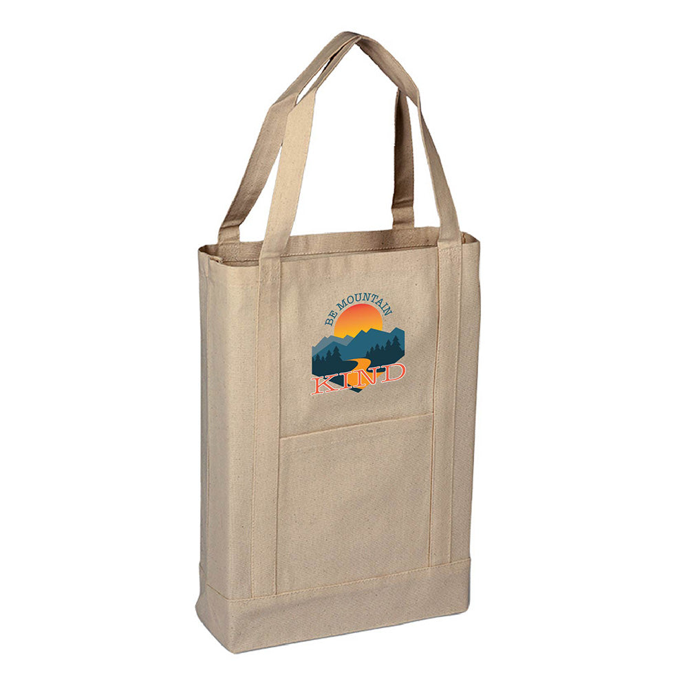 Medium Cotton Canvas Two Tone Deluxe Tote Bag (14'' W X 16'' H) 12 Oz-Tote Bag-Brand Your Tote-Natural-Natural-Brand Your Tote