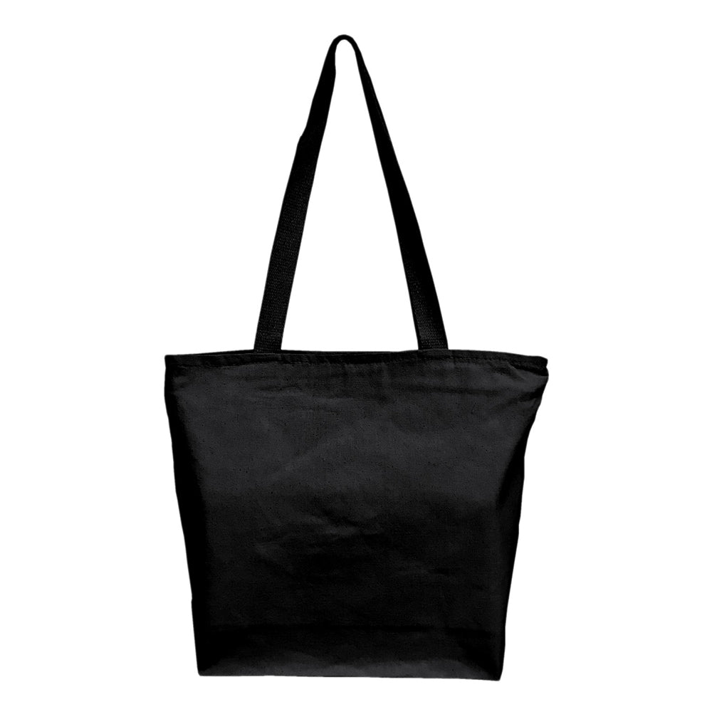 Medium Cotton Canvas Zippered Tote Bag (15'' W X 12'' H) 12 Oz-Tote Bag-Brand Your Tote-Black-Brand Your Tote