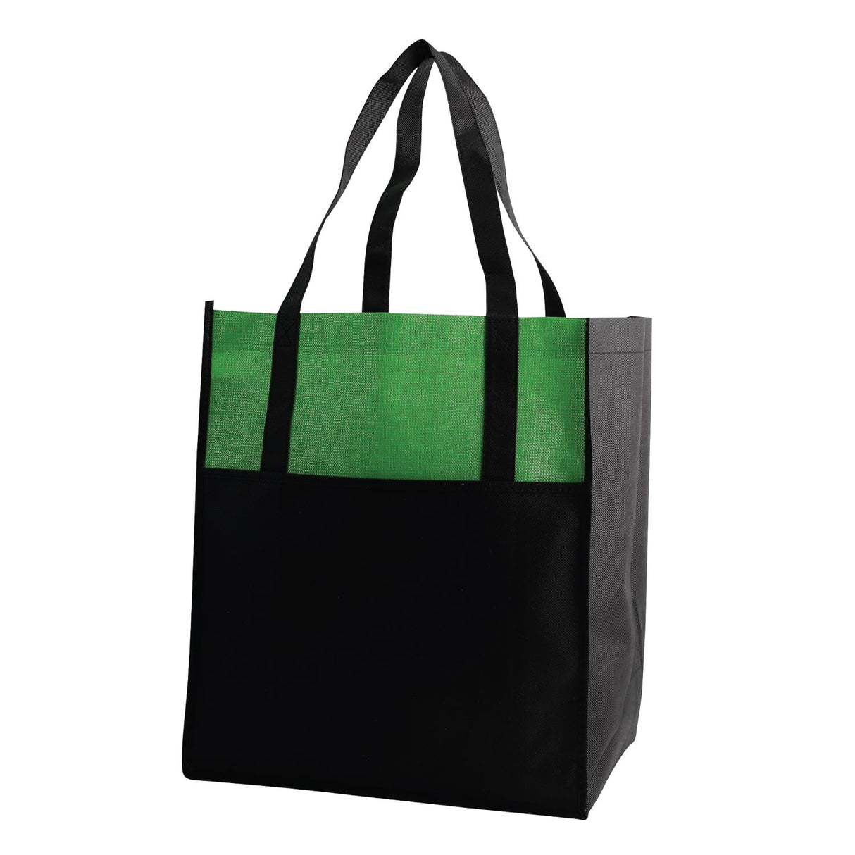 Medium Polypropylene Shopping Bag (13'' W X 15'' H) 80 Gsm-Bag-Brand Your Tote-Black-Heather Green-Brand Your Tote