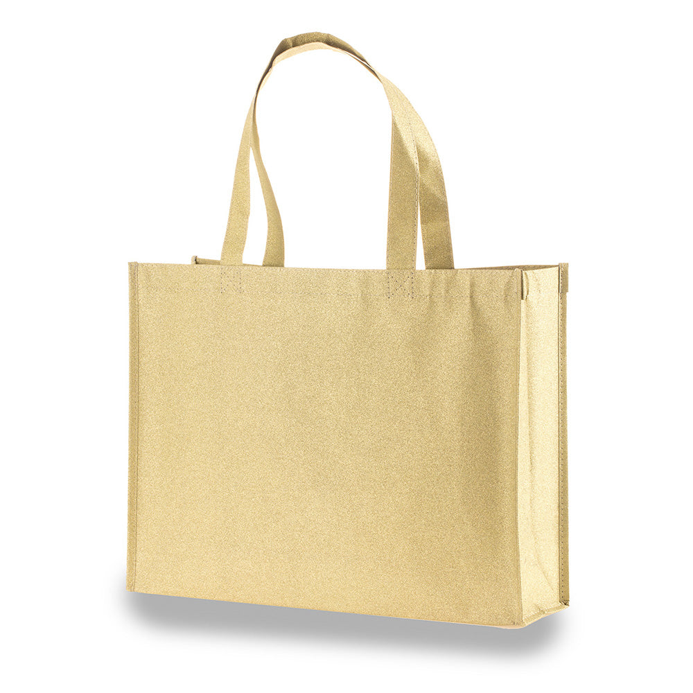 Medium Polypropylene Showstopping Sparkle Glitter Bag (17'' W X 13'' H) 120 Gsm-Bag-Brand Your Tote-Gold-Brand Your Tote