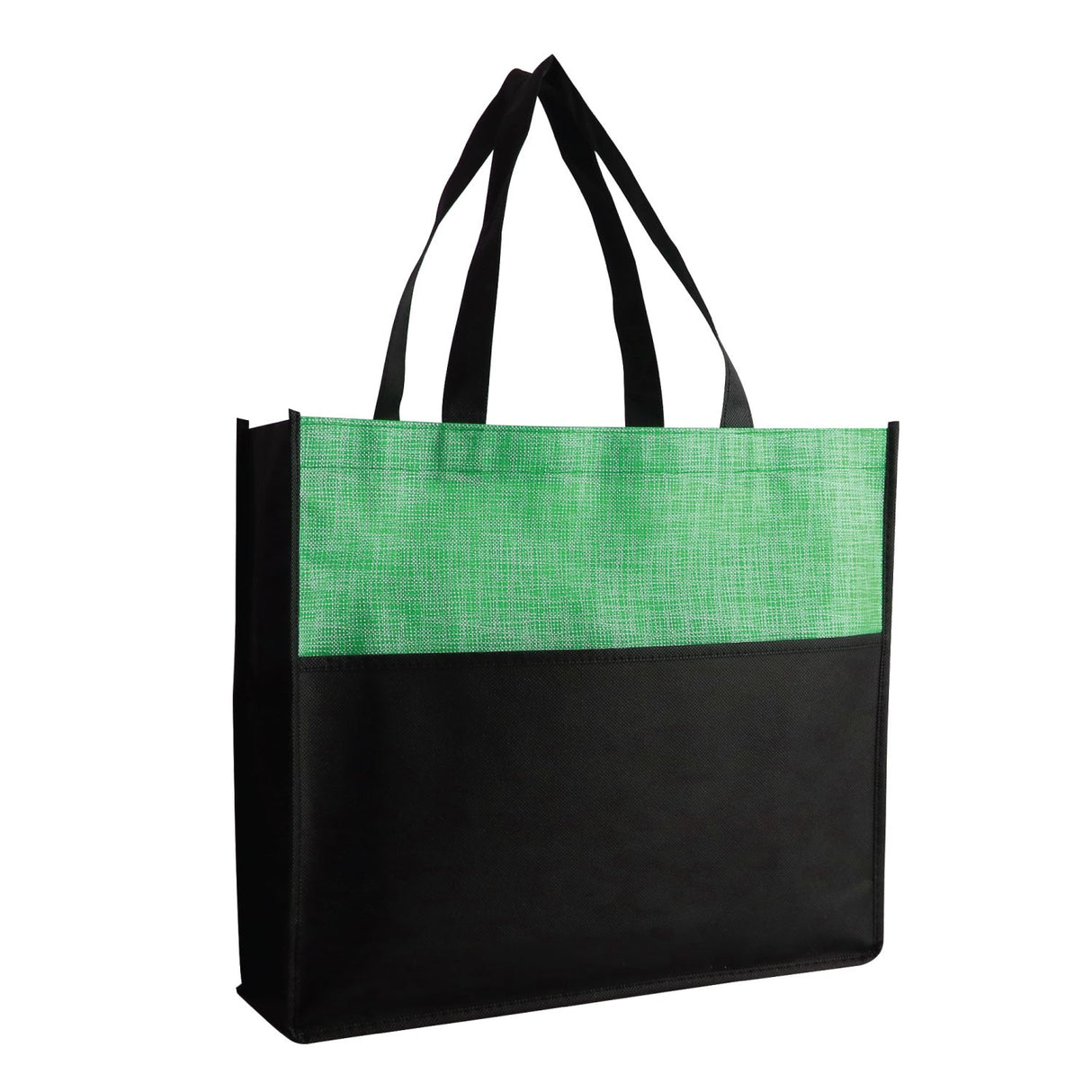 Medium Polypropylene Tote Bag (15'' W X 13'' H) 80 Gsm-Tote Bag-Brand Your Tote-Black-Heather Green-Brand Your Tote