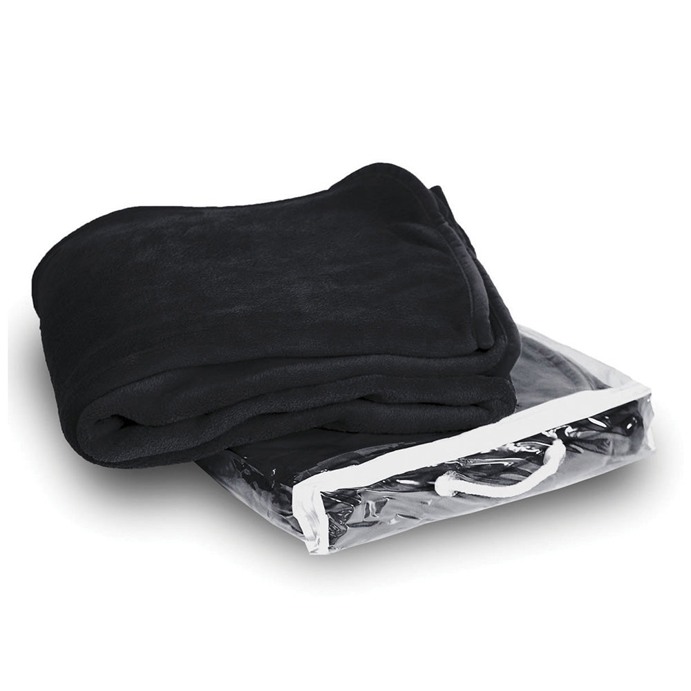 Polyester Micro Plush Throw Blanket (50'' W X 60'' H) 280 G/Sqm-Blanket-Brand Your Tote-Black-Brand Your Tote