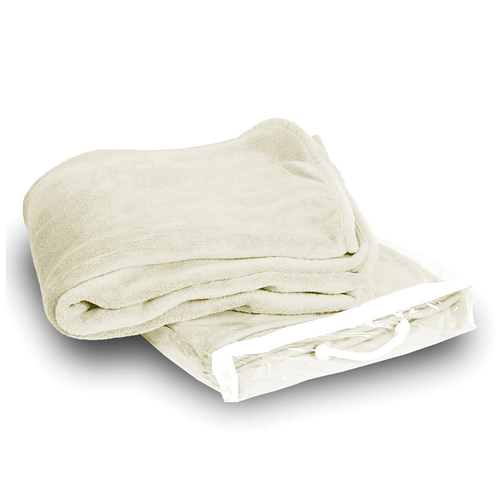 Polyester Micro Plush Throw Blanket (50'' W X 60'' H) 280 G/Sqm-Blanket-Brand Your Tote-Cream-Brand Your Tote