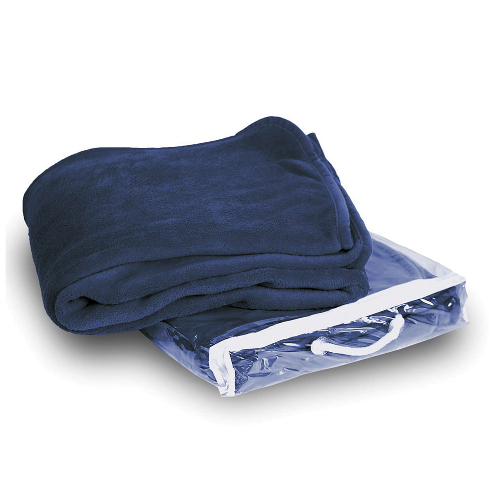 Polyester Micro Plush Throw Blanket (50'' W X 60'' H) 280 G/Sqm-Blanket-Brand Your Tote-Navy Blue-Brand Your Tote