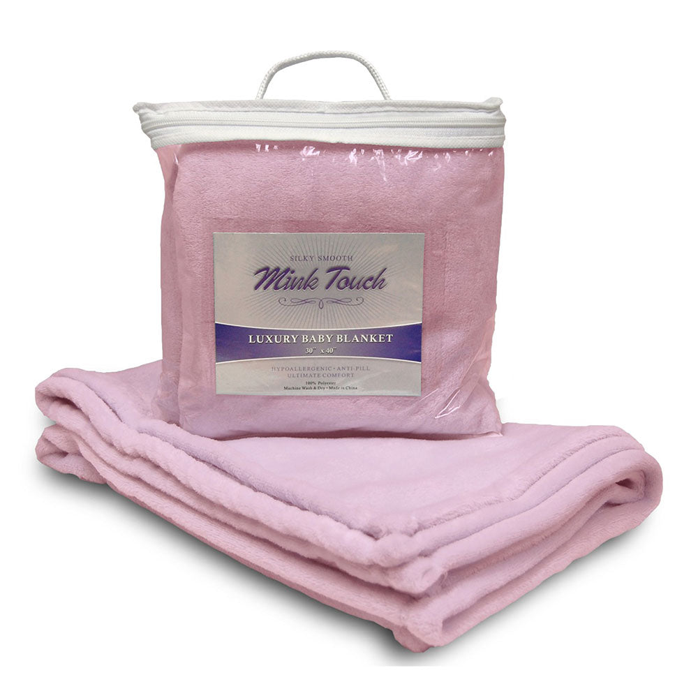 Polyester Mink Touch Luxury Baby Blanket (30'' W X 40'' H) 300Gsm-Blanket-Brand Your Tote-Baby Pink-Brand Your Tote