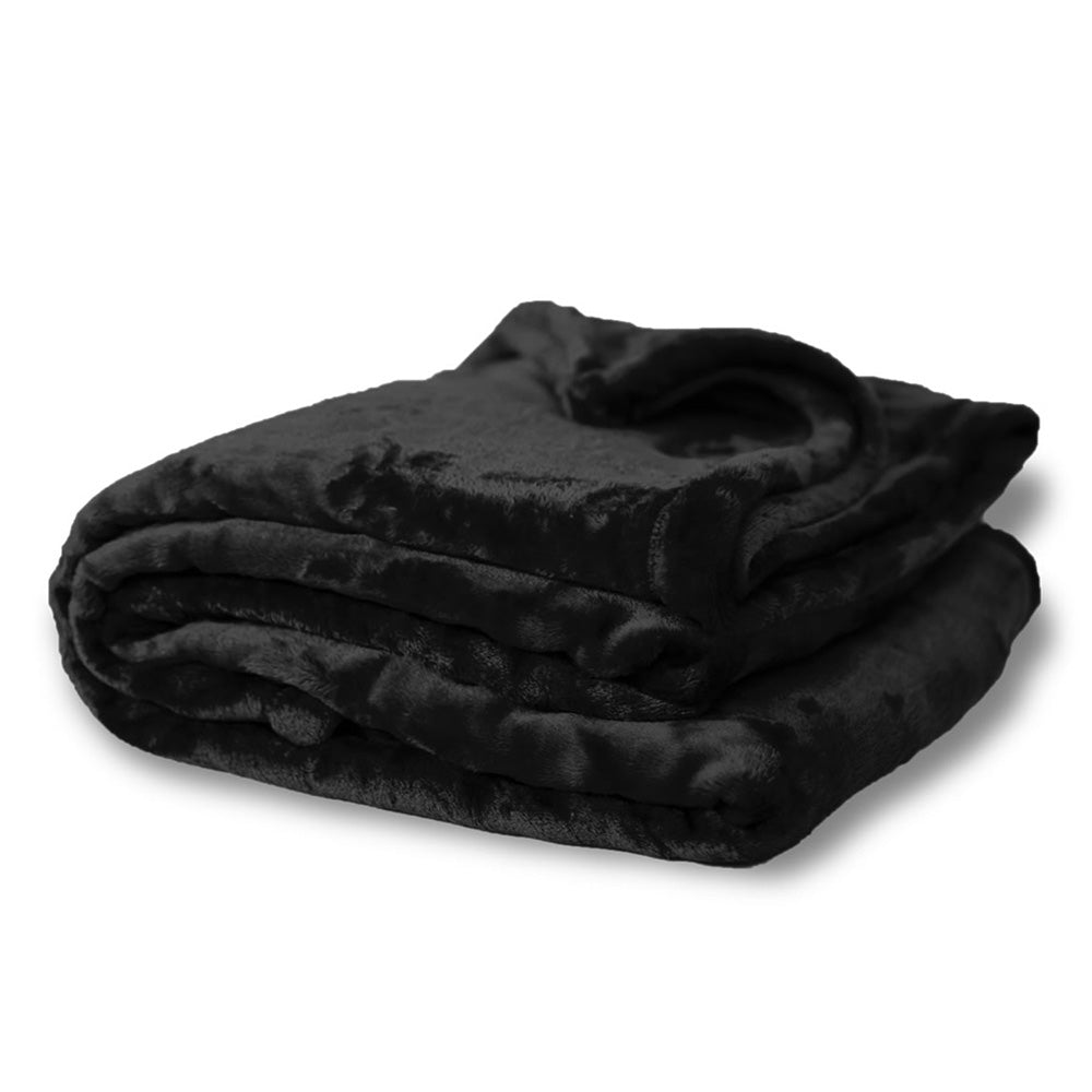 Polyester Oversized Mink Touch Blanket (60'' W X 72'' H) 300 Gsm-Blanket-Brand Your Tote-Black-Brand Your Tote