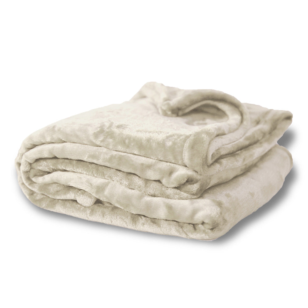 Polyester Oversized Mink Touch Blanket (60'' W X 72'' H) 300 Gsm-Blanket-Brand Your Tote-Cream-Brand Your Tote