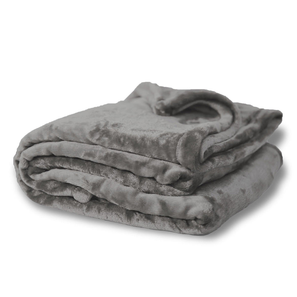 Polyester Oversized Mink Touch Blanket (60'' W X 72'' H) 300 Gsm-Blanket-Brand Your Tote-Grey-Brand Your Tote