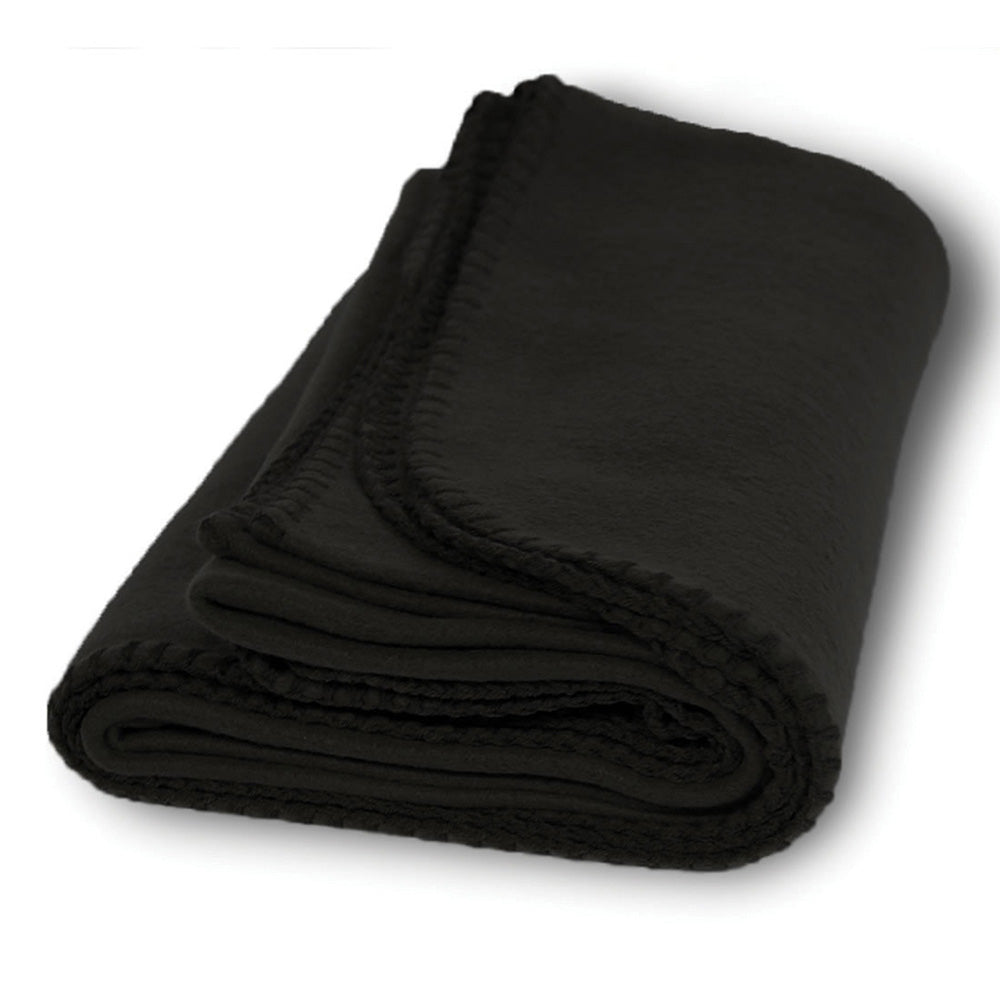 Polyester Promo Fleece Throw Blanket (50'' W X 60'' H) 200 G/Sqm-Blanket-Brand Your Tote-Black-Brand Your Tote