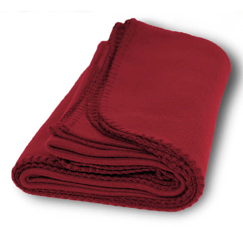 Polyester Promo Fleece Throw Blanket (50'' W X 60'' H) 200 G/Sqm-Blanket-Brand Your Tote-Burgundy-Brand Your Tote
