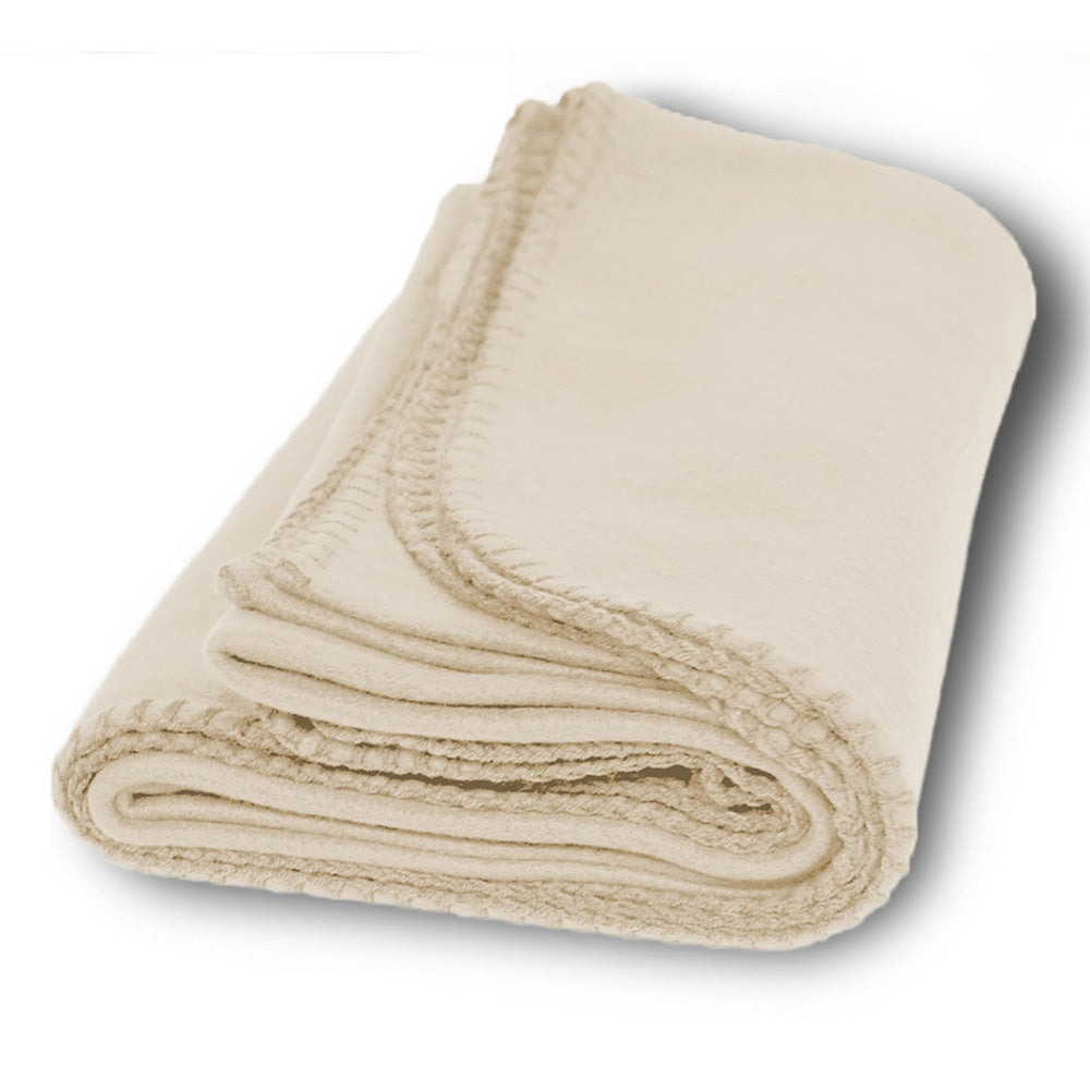 Polyester Promo Fleece Throw Blanket (50'' W X 60'' H) 200 G/Sqm-Blanket-Brand Your Tote-Cream-Brand Your Tote