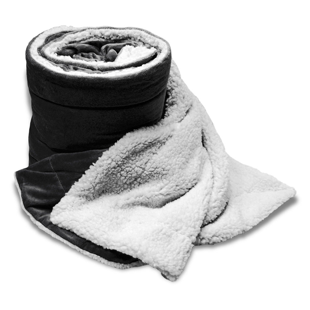 Polypropylene Oversized Micro Mink Sherpa Blanket (60'' W X 72'' H) 220 G/Sqm / 240 G/Sqm-Blanket-Brand Your Tote-Black-Brand Your Tote