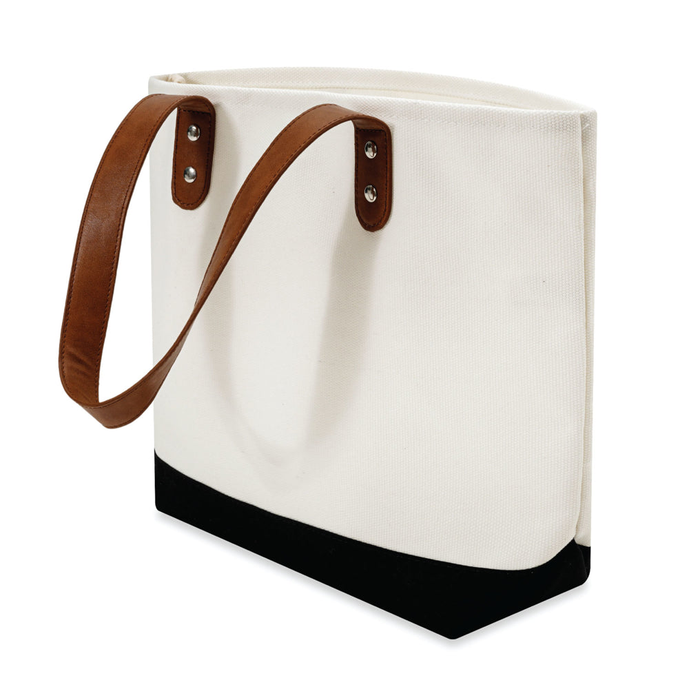 Medium Cotton Canvas Classic Leather Handle Tote Bag (15.75'' W X 12'' H) 18 Oz