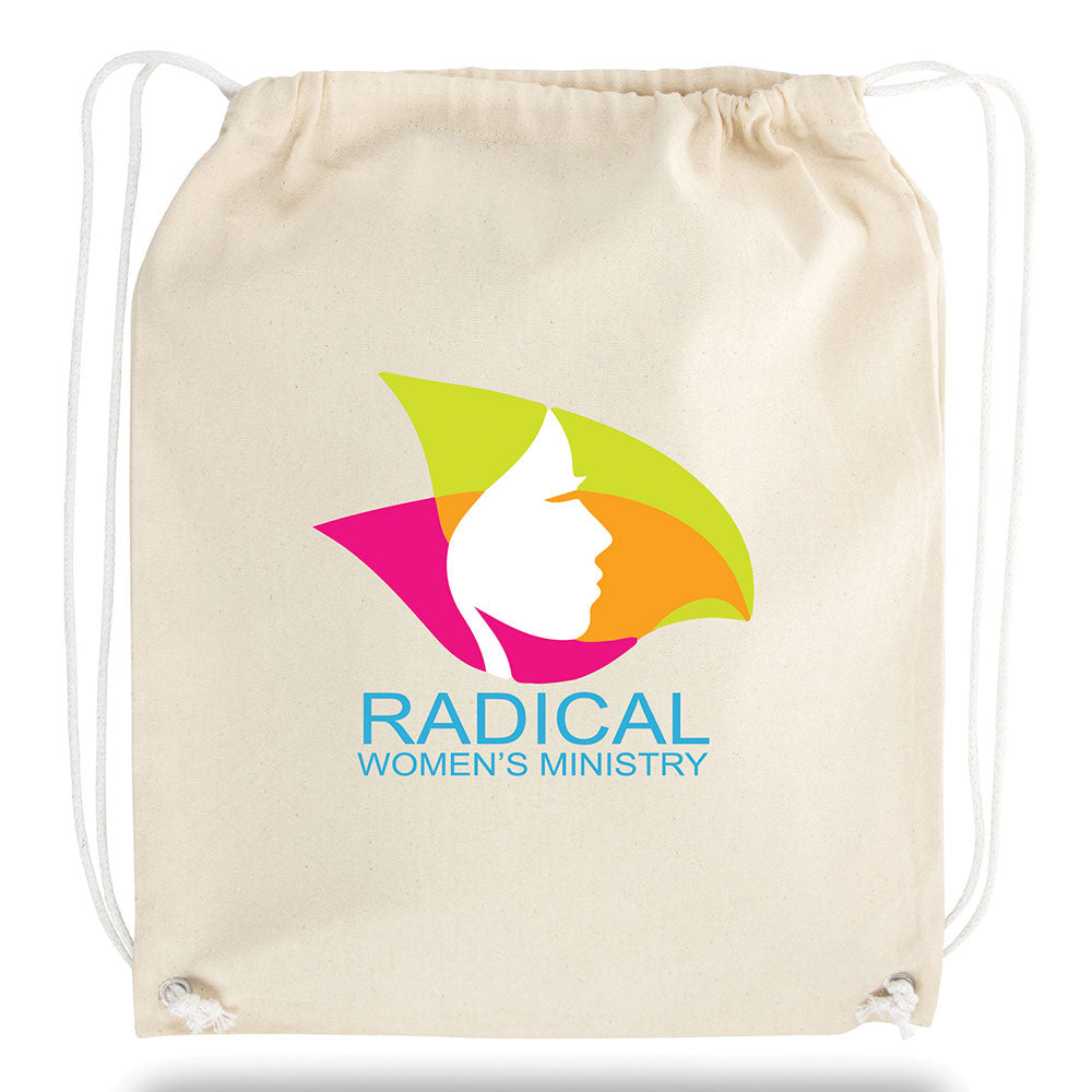 Large Cotton Canvas Drawstring Backpack (15'' W X 18'' H) 8 Oz