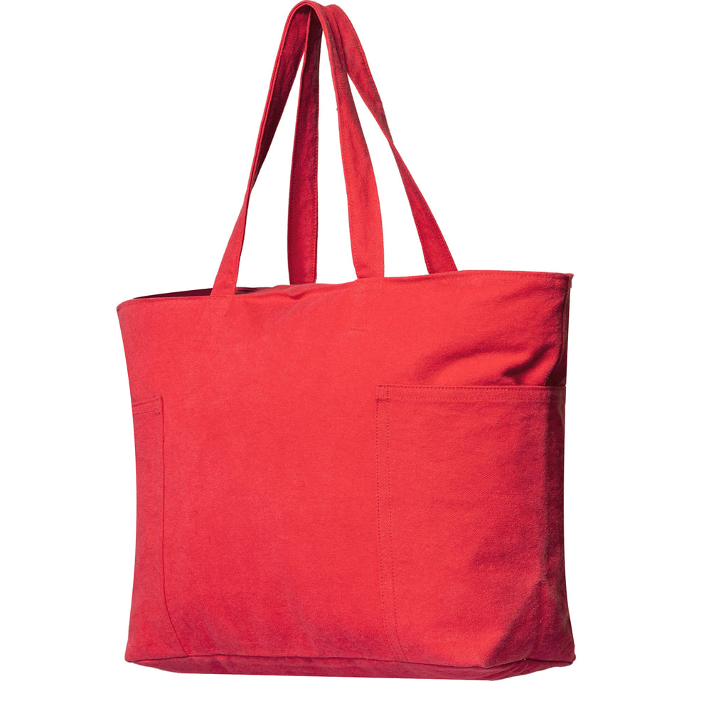 Large Cotton Canvas Stone Washed Tote Bag (21.6'' W X 13'' H) 14 Oz