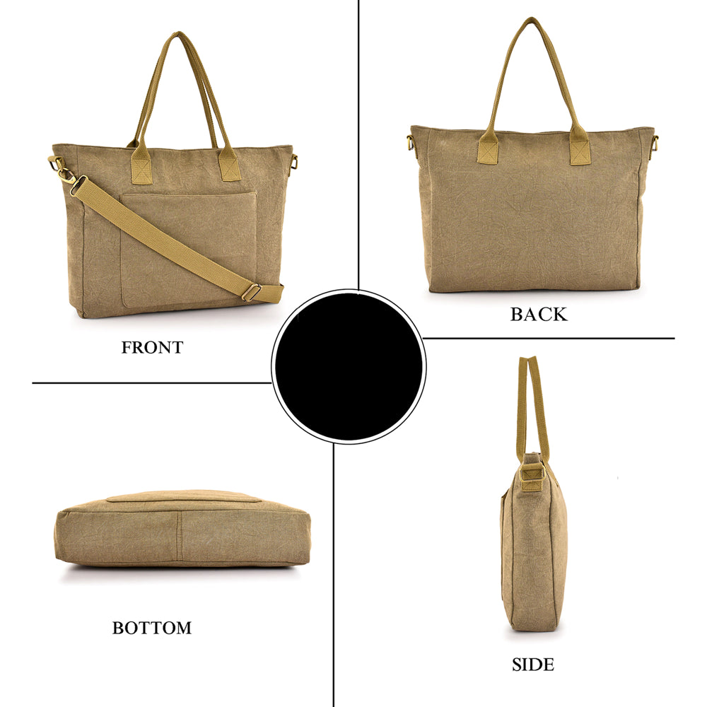 Large Cotton Canvas Cross Functional Tote Bag (17'' W X 13.77'' H) 18 Oz