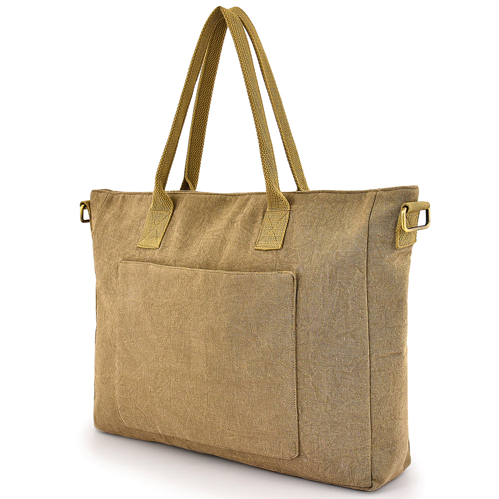 Large Cotton Canvas Cross Functional Tote Bag (17'' W X 13.77'' H) 18 Oz