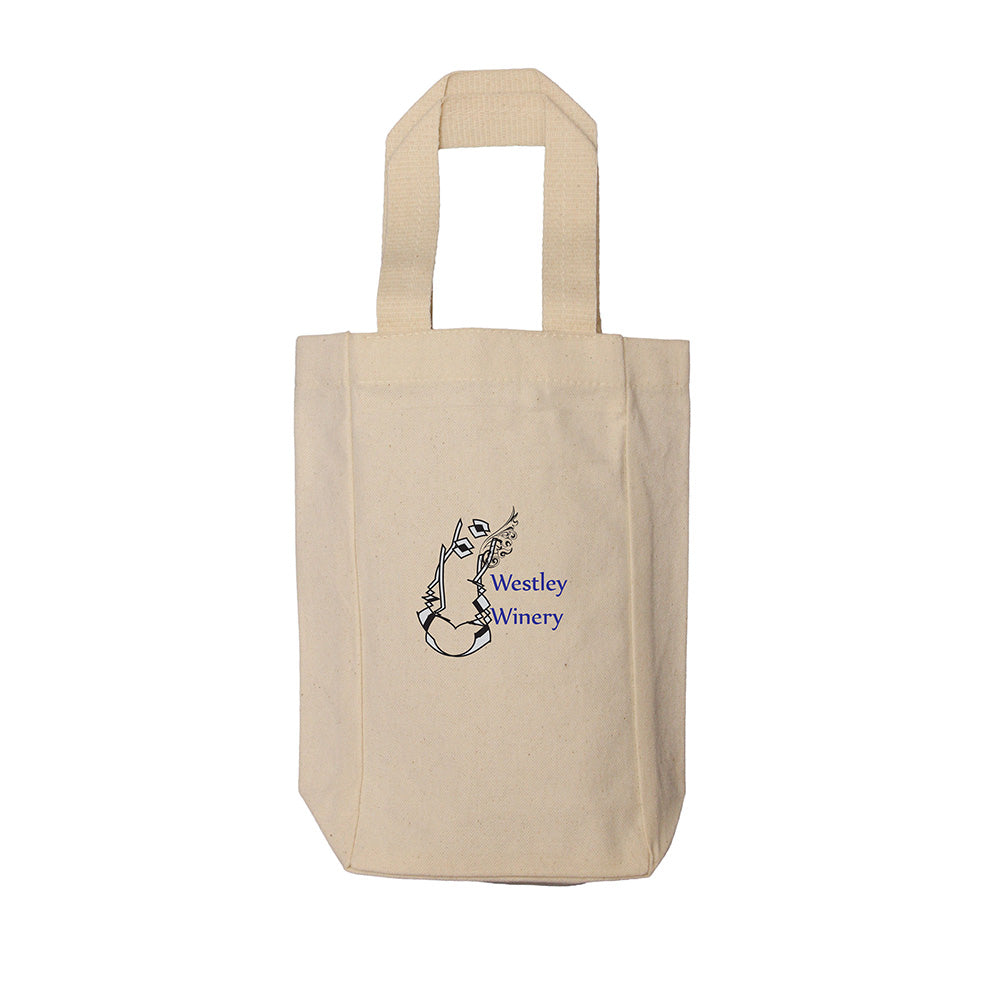 Small Cotton Canvas Double Bottle Wine Tote Bag (5.5'' W X 10.5'' H) 12 Oz